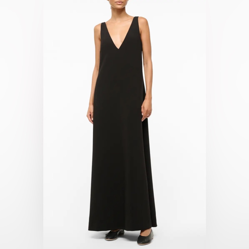 Staud Zora black plunge neck maxi gown dress - Picture 4 of 9